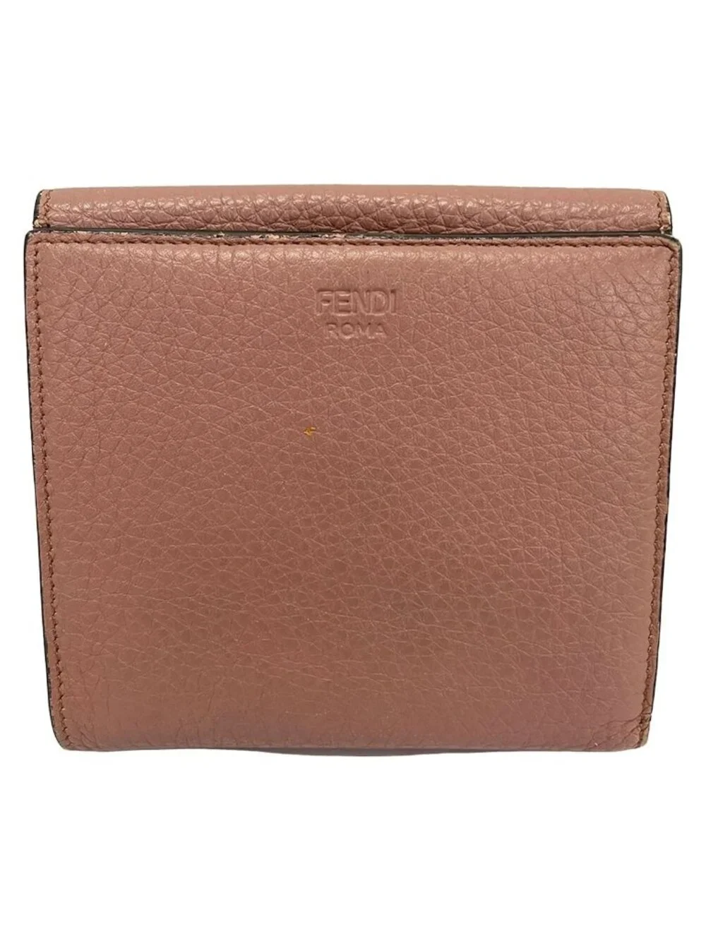 Fendi 2 Fold Wallet Peekaboo Compact Pink Turnlock Leather